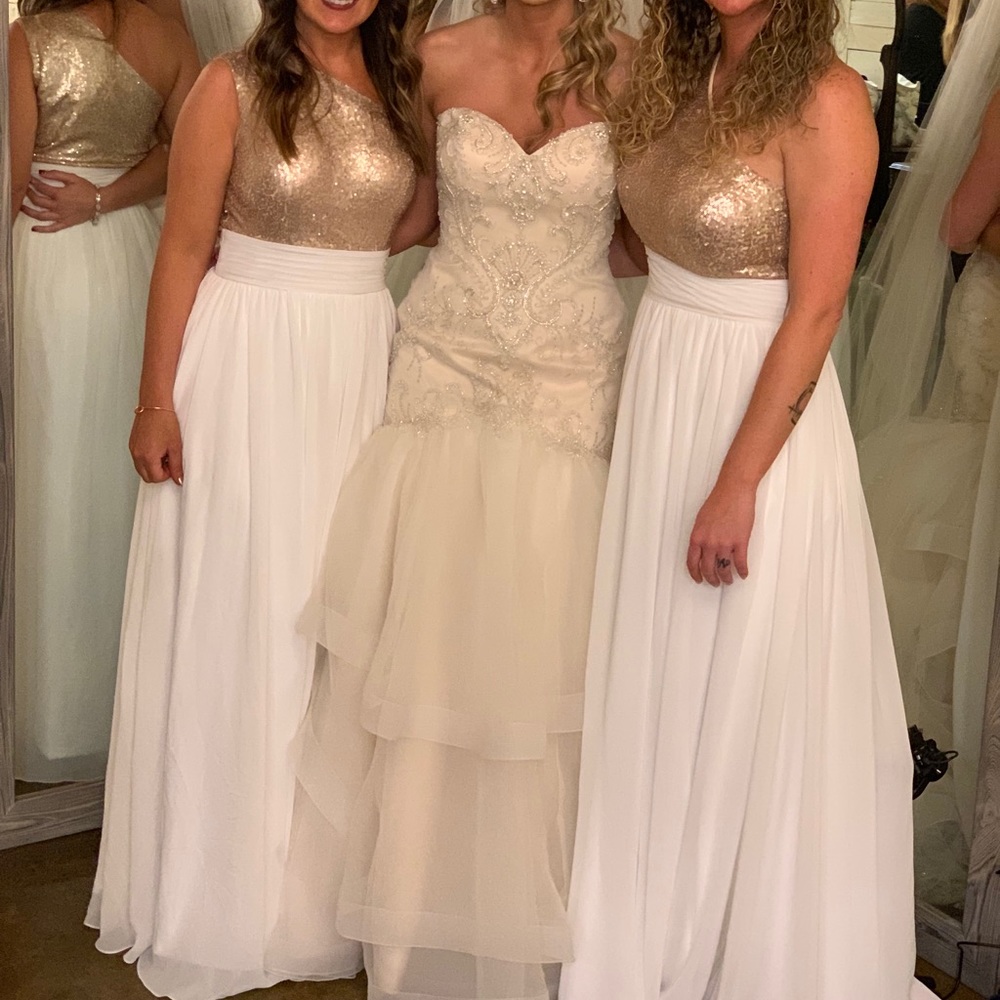 Gold and off white one shoulder dress
